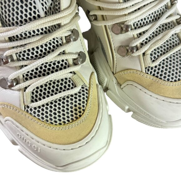 GUCCI White Leather & Mesh Flashtrek Women's Sneakers Made in Italy 38 - 8US - Picture 5 of 12